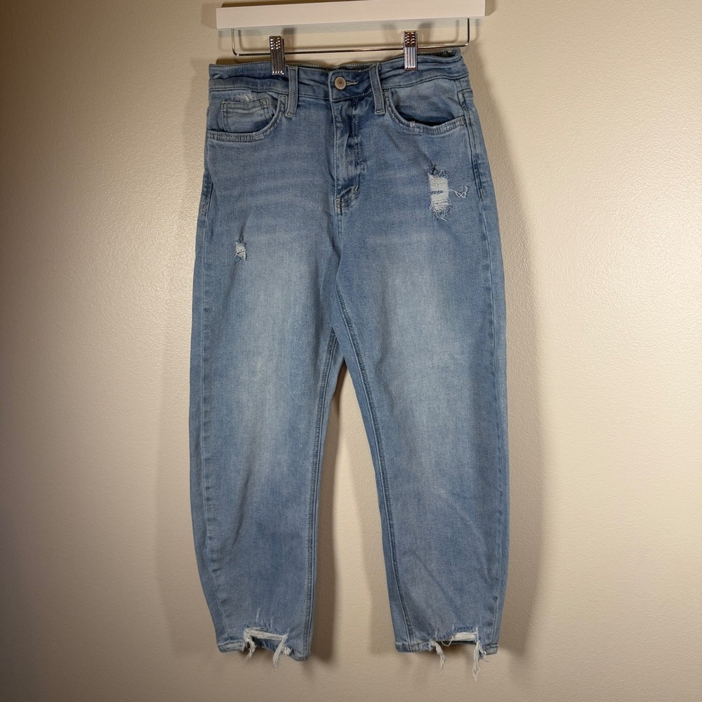 Lovervet by Vervet High Rise Distressed Mom Jeans Light Wash LV1368 Size 27/5